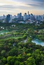 Modern city in a green environment, Suan Lum, Bangkok, Thailand. Royalty Free Stock Photo