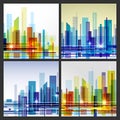 Modern city life abstract background design with geometric shapes. Conceptual vector illustration. Royalty Free Stock Photo