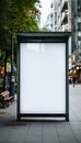 Modern city life, billboard displays empty advertisement generated by AI