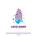 Modern City Love Logo Design Concept. Business Love Building Logo Vector Template Royalty Free Stock Photo