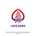 Modern City Love Logo Design Concept. Business Love Building Logo Vector Template Royalty Free Stock Photo