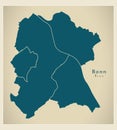 Modern City Map - Bonn city of Germany with boroughs DE