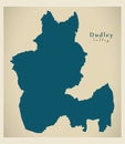 Modern City Map - Dudley city of England UK