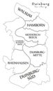 Modern City Map - Duisburg city of Germany with boroughs and tit