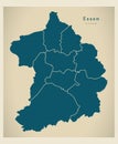 Modern City Map - Essen city of Germany with boroughs DE