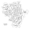 Modern City Map - Halle city of Germany with boroughs and titles