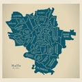 Modern City Map - Halle city of Germany with boroughs and titles