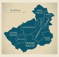 Modern City Map - Kirklees metropolitan borough of England with Royalty Free Stock Photo