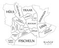 Modern City Map - Krefeld city of Germany with boroughs and titles DE outline map