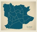 Modern City Map - Krefeld city of Germany with boroughs DE