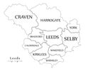 Modern City Map - Leeds city of England with boroughs and titles Royalty Free Stock Photo