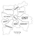 Modern City Map - Leipzig city of Germany with boroughs and titles DE outline map