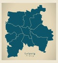 Modern City Map - Leipzig city of Germany with boroughs DE Royalty Free Stock Photo