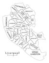 Modern City Map - Liverpool city of England with wards and title