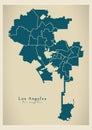 Modern City Map - Los Angeles city of the USA with boroughs Royalty Free Stock Photo