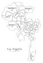 Modern City Map - Los Angeles city of the USA with boroughs and Royalty Free Stock Photo