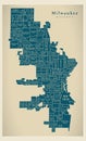 Modern City Map - Milwaukee Wisconsin city of the USA with neigh