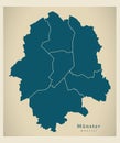 Modern City Map - Munster city of Germany with boroughs DE Royalty Free Stock Photo