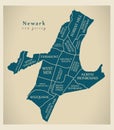 Modern City Map - Newark New Jersey city of the USA with neighbo