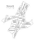 Modern City Map - Newark New Jersey city of the USA with neighbo