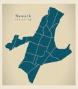 Modern City Map - Newark New Jersey city of the USA with neighbo