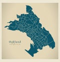 Modern City Map - Oakland California city of the USA with 131 ne