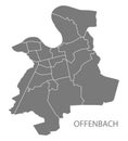 Modern City Map - Offenbach city of Germany with districts grey DE