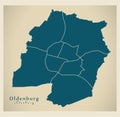 Modern City Map - Oldenburg city of Germany with boroughs DE