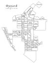 Modern City Map - Oxnard California city of the USA with neighborhoods and titles outline map