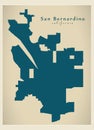 Modern City Map - San Bernardino California city of the USA