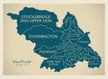 Modern City Map - Sheffield city of England with wards and title