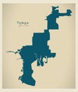 Modern City Map - Tampa Florida city of the USA