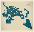 Modern City Map - Tucson Arizona city of the USA with neighborhoods Royalty Free Stock Photo