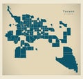 Modern City Map - Tucson Arizona city of the USA with neighborhoods