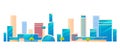 Modern city, metropolis cartoon vector illustration