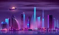 Modern city at night cartoon vector background Royalty Free Stock Photo