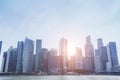 Modern city skyline, beautiful abstract cityscape with skyscrapers, business buildings