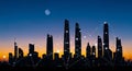Modern City Skyline at Dusk Connected Global Network Smart City Technology Urban Development AI generated. Royalty Free Stock Photo