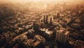 Modern city skyline illuminated at dusk with skyscrapers and traffic generated by AI Royalty Free Stock Photo