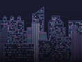 Modern city skyline. Night city vector illustration. Outline urban vector cityscape. Vector cityscape background Royalty Free Stock Photo