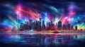 modern city skyline night Royalty Free Stock Photo