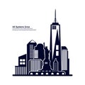 Modern City skyline . city silhouette. vector illustration in flat design. Vector silhouettes of the worlds city skylines Royalty Free Stock Photo