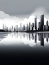 modern city skyline using clean lines and geometric forms Royalty Free Stock Photo