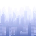 Modern city skyline vector illustration. Urban landscape. Buildings silhouette. Purple. Royalty Free Stock Photo