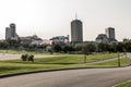 Modern City Skyline - view from Parc des Champs-de-Bataille National Battlefields Park Quebec City Canada