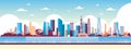 Modern city skyscraper panorama view cityscape background skyline flat horizontal banner Royalty Free Stock Photo