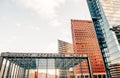 Modern city skyscrapers at Potsdamer Platz Berlin with copy space.