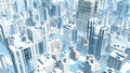 Modern city at snowfall winter day aerial view Royalty Free Stock Photo