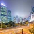 Modern city streets and office buildings Hong Kong, China. Royalty Free Stock Photo