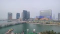 Modern city surrounded by water | View of Al Maryah island in Abu Dhabi city | Cleveland Clinic | landmarks